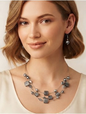 Fashion Mixed Beads Necklace and Earrings Set